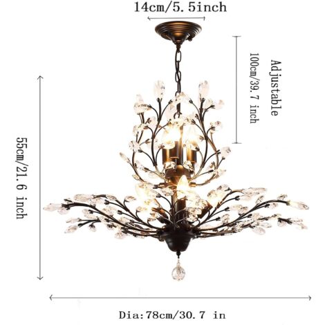 Lustre Rustique 6 Lumières Vintage Français - Luminaire Suspendu Métal Bronze Pour Cuisine Et Salle à Manger