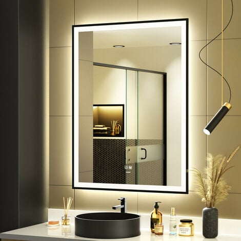 Puluomis Schminkspiegel Kosmetikspiegel Hollywood Spiegel Dimmbar mit 18 LED  Beleuchtung 3 Lichtfarben, Touchscreen und 10X Vergrößerung,  Tischspiegel&Wandspiegel 2 in 1, 80x12.5x62.5cm