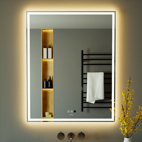 Schminkspiegel Rund Spiegel (Ø50cm) Beleuchtung Badezimmer Paco Home 7, Indirekte mit Typ Beleuchtung