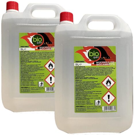 2 pieces - 5 litres - Bioethanol combustible poeles Bio Sprint tot 10 litres inodore sans fumee' naturelle sans soufre
