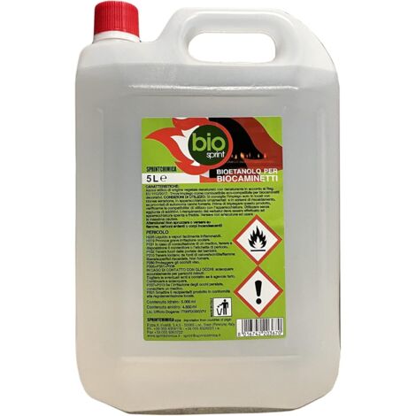 1 pieces - 5 litres - Bioethanol combustible poeles Bio Sprint 5 litres inodore sans fumee' naturelle sans soufre