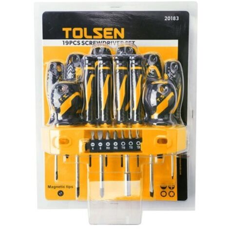 JEU DE 19 TOURNEVIS ASSORTIS PLUS INSERTS TOLSEN (1/2)
