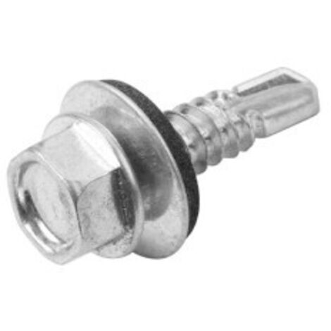 VIS AUTOPERCEUSES TETE HEXAGONALE GALVANISEE AVEC RONDELLE BOITE 250pcs - 6.3x75mm