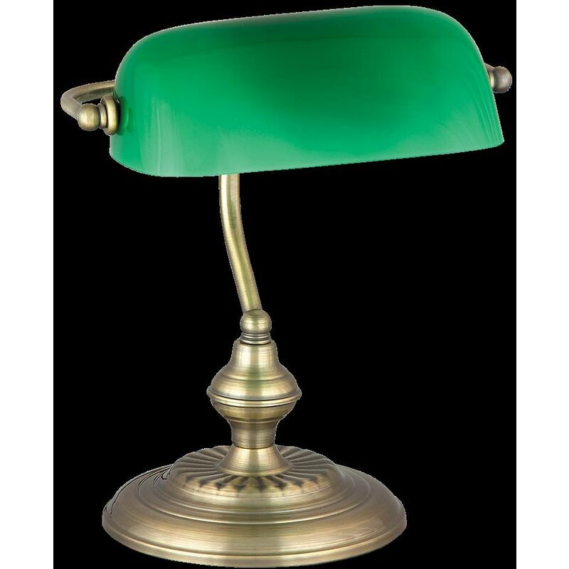 WRMING Lampe de Banquier Verte Vintage, Lampe de Bureau Antique  Traditionnelle avec Interrupteur, Lampe de Table Chambre, Abat-Jour en  Verre