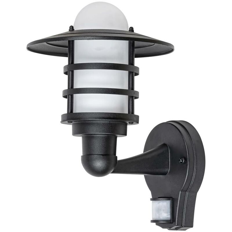 Lampe extérieure de la paroi de la lampe E27 Darrington 1X MAX 20W IP44  noire avec un capteur