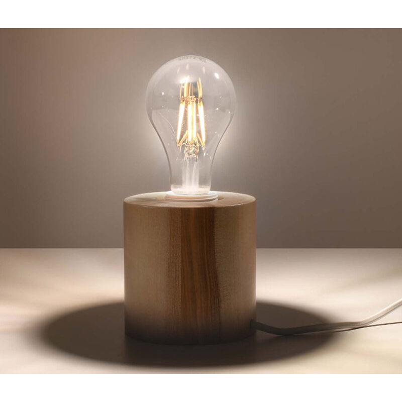 Lampe de table sans fil led standy mini wood bois clair bois naturel h25cm  - La Poste