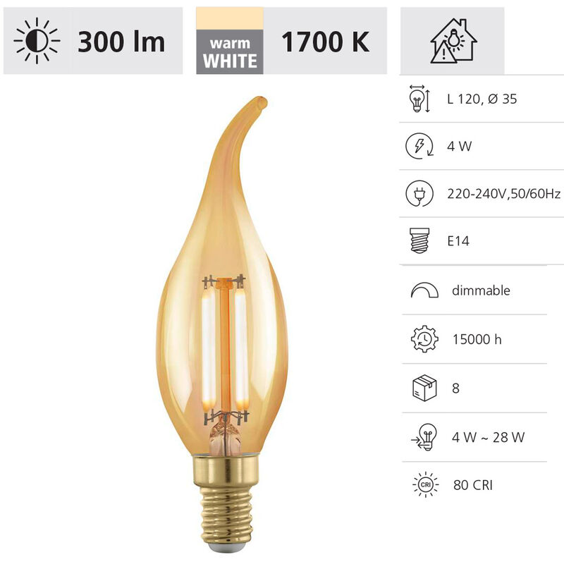 Illuminant LED E14 L: 12cm Ø: 3,5 cm DIMMABLE 1700K