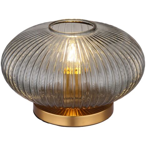 Lampe De Table M&S Eton – Métal Fumé Et Abat-jour Tissu – Hauteur 67 Cm – Neuve