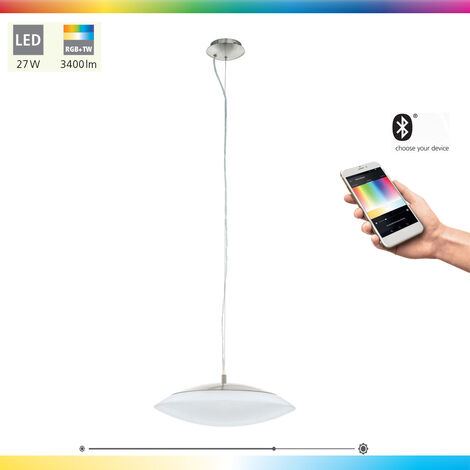 Lampadaire connecté FRATTINA-C SMART HOME en métal nickel et blanc LEDs -  Eglo