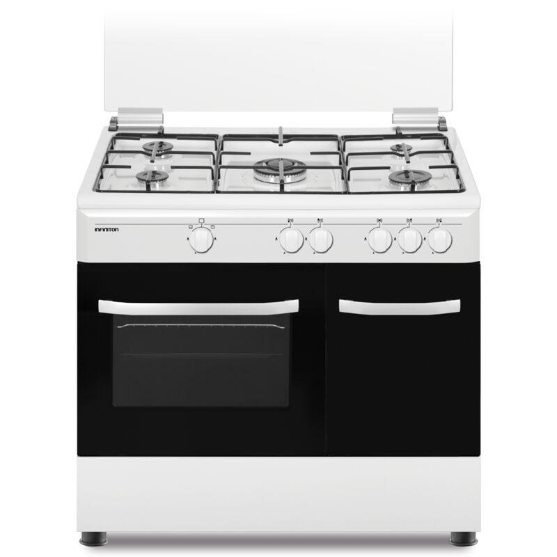 Cocina De Gas infiniton cc9060elp 3500w 90 cm ancho 5 zonas horno hierro fundido natural 60 blanco independiente en 90cm