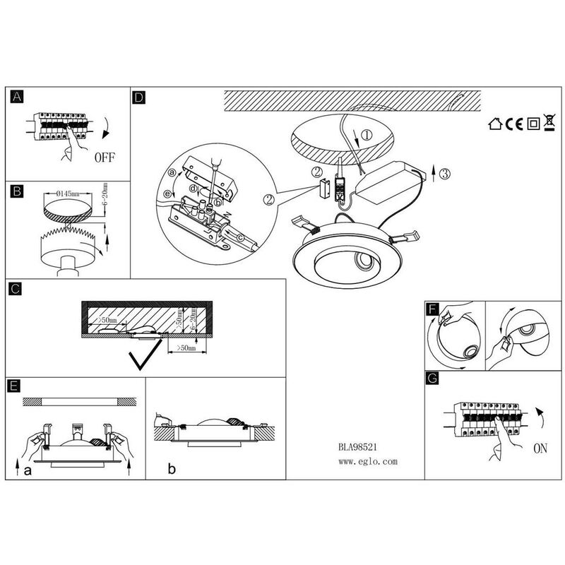 Spot impermeabile doccia 7cm tondo quadrato led luminosità regolabile