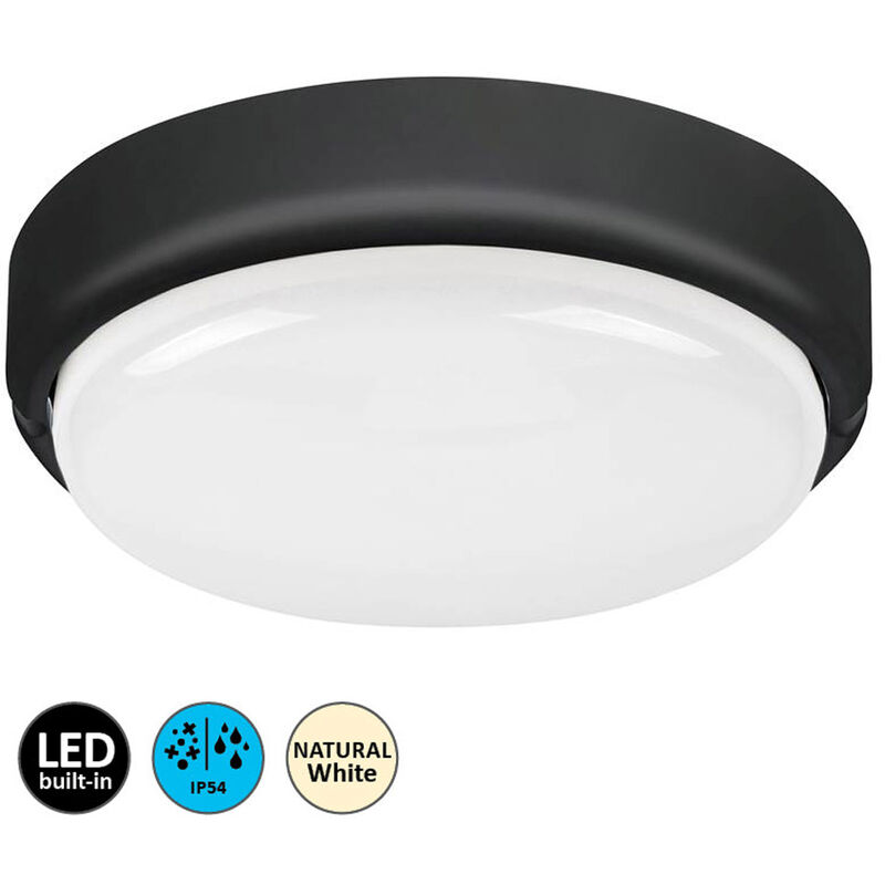 Lampada del soffitto/lampada a parete Hort Plastic LED 15W IP54 4000K B: 6  cm Ø19 cm