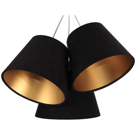 Lampada a sospensione campanello nero oro 3 x E27 Ø 53cm h: 101cm  dimmerabile