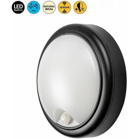 Lampada a muro HitUra Plastic Black LED 15W IP54 4000K B: 7 cm Ø18 cm con