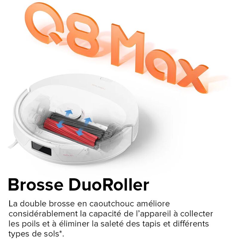Roborock Q8 Max+ - Base auto-vidante - Aspirateur Robot - Noir