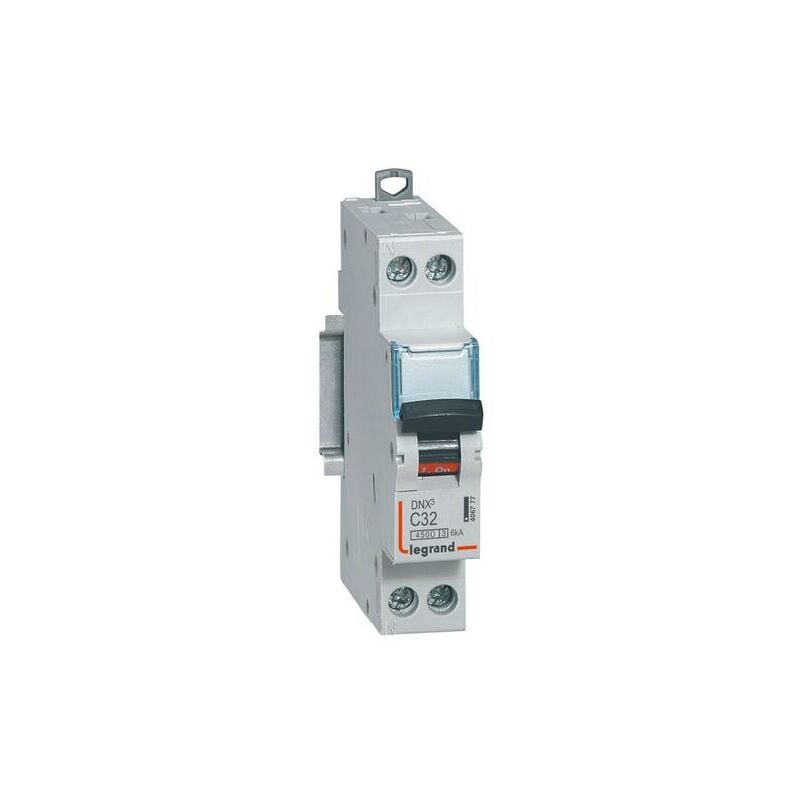 Disjoncteur Phase+Neutre DNX³4500 6kA arrivée et sortie borne à vis - 1P+N 230V 32A courbe C - 1 module