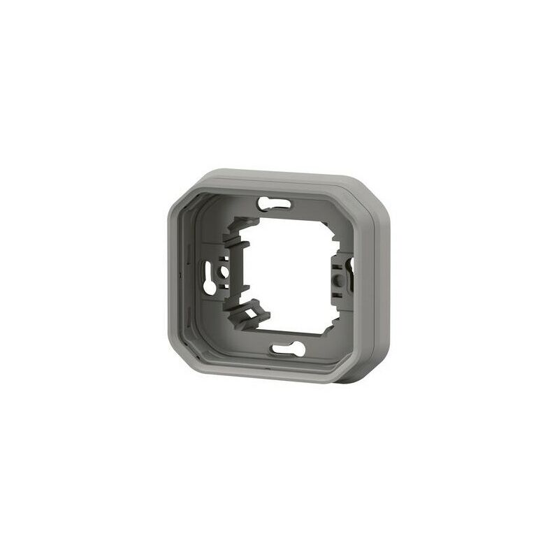 Support plaque étanche pour montage encastré 1 poste Plexo - gris