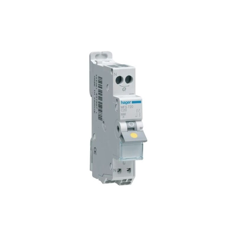 Disjoncteur 20A 1P+N 3kA courbe C connexion automatique SanVis 1 Module