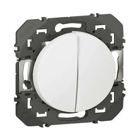 Legrand – Interrupteur blanc encastré 73x73mm – Poussoir composable – Montage encastré ou en saillie – IP20 IK04 – Tension 250V 6A