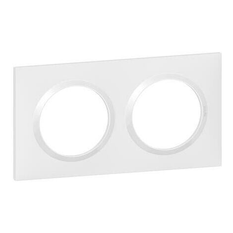 Legrand – Plaque carrée Dooxie 2 postes – Blanc – Thermoplastique – Montage horizontal/vertical – Rattrapage déformation mur – 600802