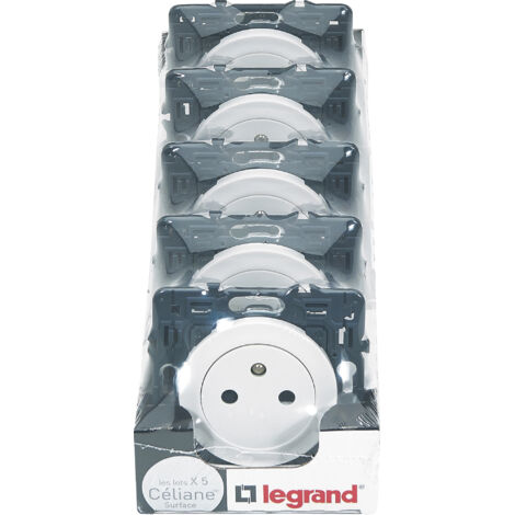 Celiane lot de 5 prises blanches sans plaque