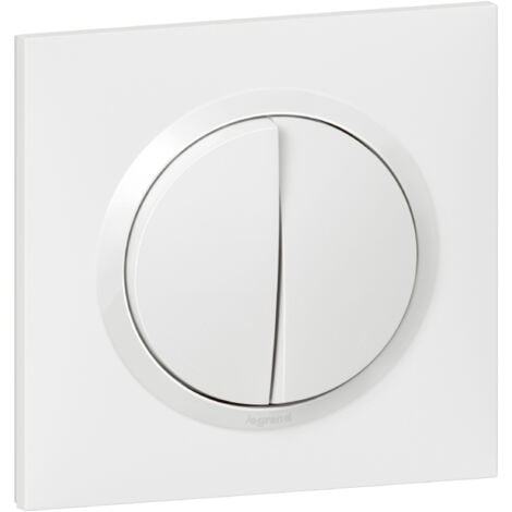 Legrand - Double interrupteur ou va-et-vient dooxie 10AX 250V livré avec plaque carrée blanche