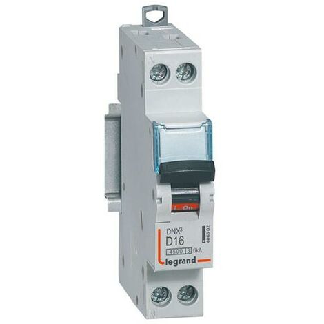 Legrand – Disjoncteur unipolaire 16A courbe D 6kA – Arrivée et sortie à vis – 1 module – Pour installations résidentielles 230V