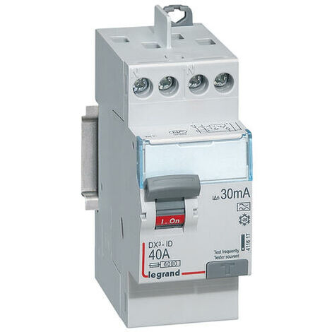 Interrupteur différentiel DX³-ID arrivée haute et départ haut à vis - 2P 230V 40A typeA 30mA - 2 modules