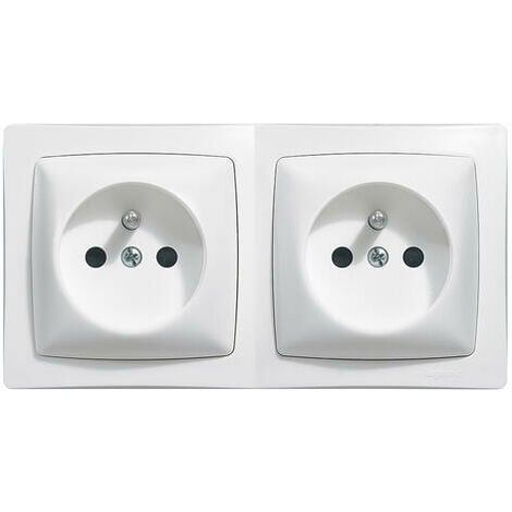 Prise de courant 2x2P+T précâblée Appareillage saillie complet - blanc