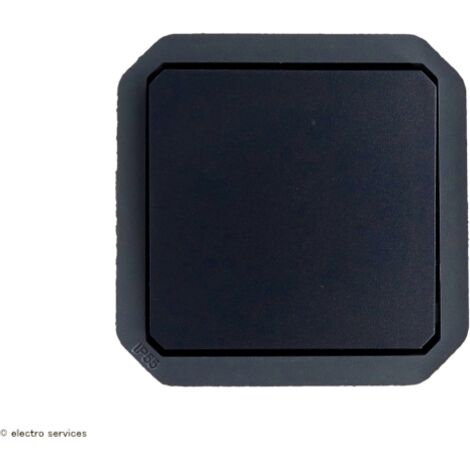 Poussoir NO étanche Plexo 10A IP55 IK08 avec enjoliveur finition anthracite (1/3)