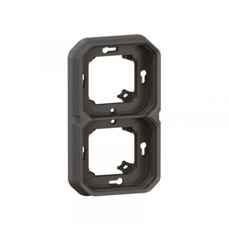 Support plaque étanche pour montage encastré 2 postes horizontaux ou verticaux Plexo - anthracite
