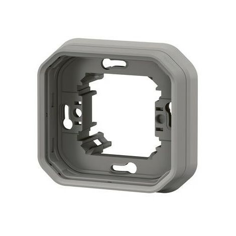 Support plaque étanche pour montage encastré 1 poste Plexo - gris