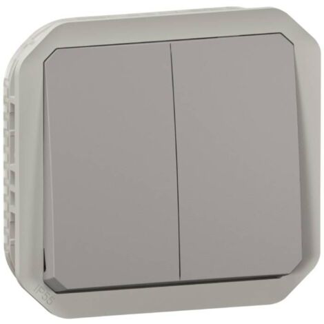 Double Va et vient ou poussoir Plexo composable gris LEGRAND 069525L