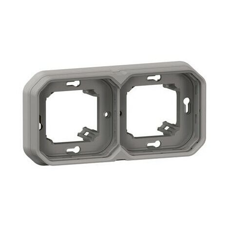 Legrand – Support plaque étanche encastré 2 postes – Plexo – IP55 pour environnements humides – Fixation à vis – Thermoplastique gris