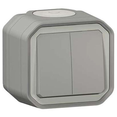 Legrand – Double interrupteur étanche 3 fonctions – IP55 IK08 – Fixation saillie – Résistance choc 5 joules – Pour environnements humides