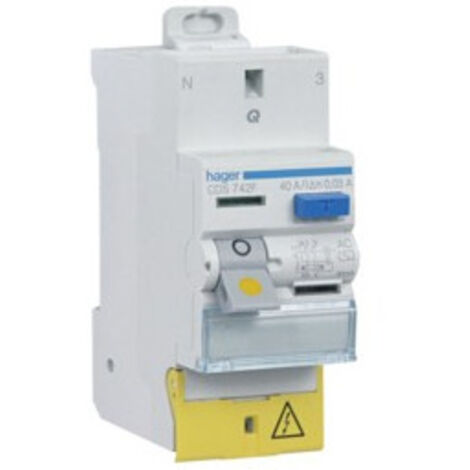 Interrupteur Différentiel 2 Pôles 40A 30MA Type AC Bornes décalées HAGER CDS742F