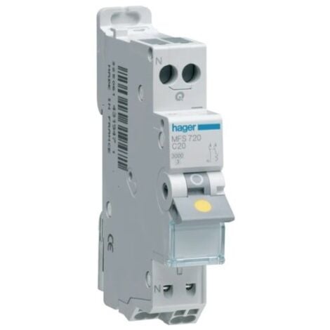 Disjoncteur 20A 1P+N 3kA courbe C connexion automatique SanVis 1 Module