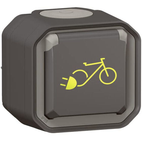 prise de courant - 2p+t - recharge vélo électrique - anthracite - saillie - legrand plexo 069787l
