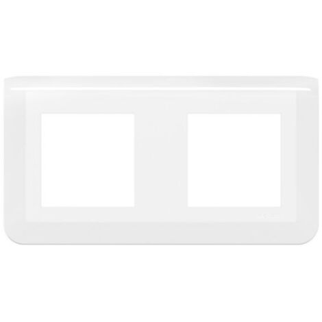 Legrand – Plaque double horizontale blanche brillante – Gamme Mosaic – Fixation clipsable – Pour 2 mécanismes – 277804L