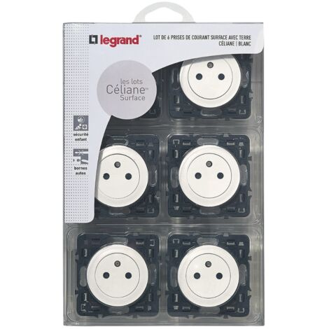 Legrand – Lot de 6 prises de courant 2P+T 16A – Installation à encastrer – Bornes automatiques – Indice de protection IP41 – Blanc