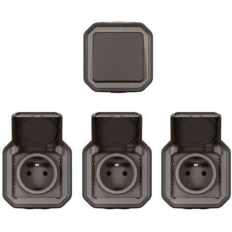 Legrand – Interrupteur étanche Plexo 2 postes – IP55 résistant aux éclaboussures – Installation en saillie – Finition anthracite (1/4)