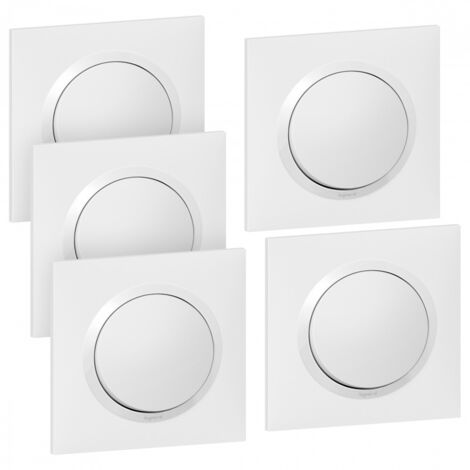 Legrand – Lot de 5 interrupteurs va-et-vient complet – Poussoir à vis – Finition blanche – Connexion rapide sans outil