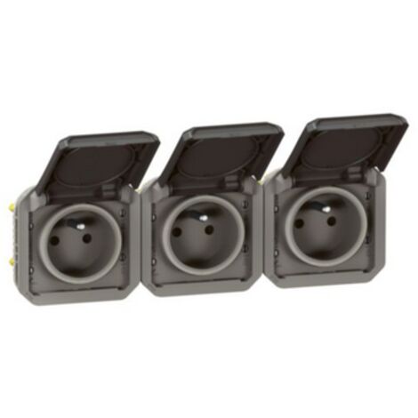 Legrand 069844L Prise de courant 3x2P+T horizontale Plexo composable anthracite