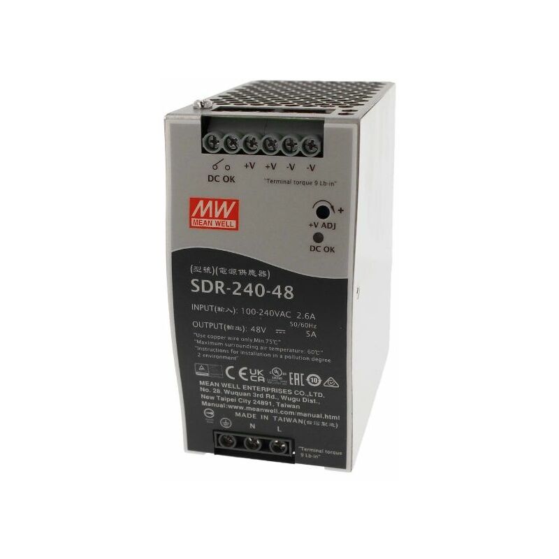 MeanWell SDR-240-48 Alimentatore DIN RAIL 240W 48V 5A Per Automazione  Industriale Input 220V 110V