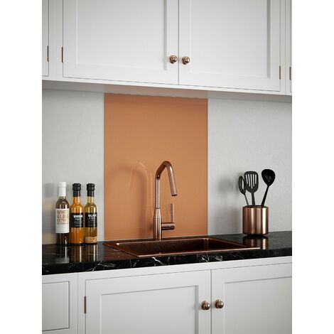 Copper Glass Kitchen Splashback 600mm x 750mm - Copper