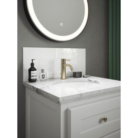 Ice White Glass Bathroom Splashback 250mm x 600mm x 4mm