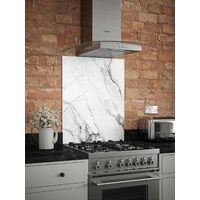 Carrara Marble Glass Kitchen Splashback 600mm x 750mm - White