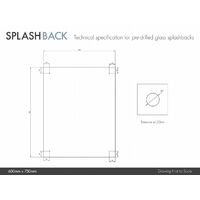 Clear Glass Kitchen Splashback (Copper Caps) 600mm x 750mm - Clear