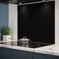 Matt Black Glass Kitchen Splashback 900mm x 750mm