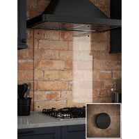 Clear Glass Splashback With Black Caps 600 x 700 x 6mm